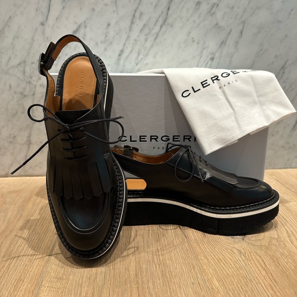 Robert Clergerie Bunny Black Leather Sling Back Loafers - Picture 1 of 13